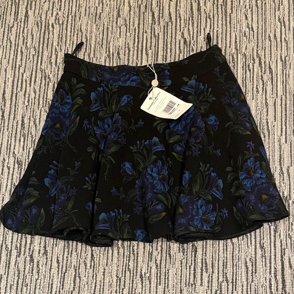 Miu Miu Floral Black and Blue Skirt wool mini skirt flare - Picture 1 of 5